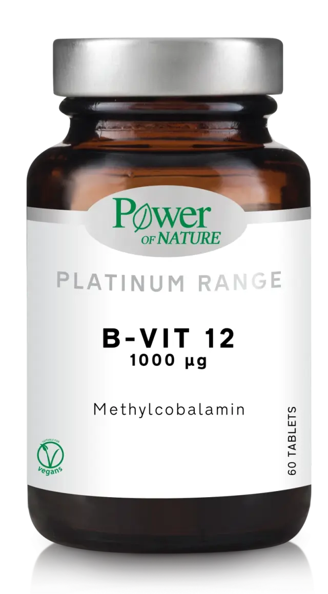 POWER HEALTH Platinum Range B-Vit12 Mεθυλοκοβαλαμίνη Βιταμίνη για την Υγεία του Νευρικού Συστήματος 1000mg 60 ταμπλέτες