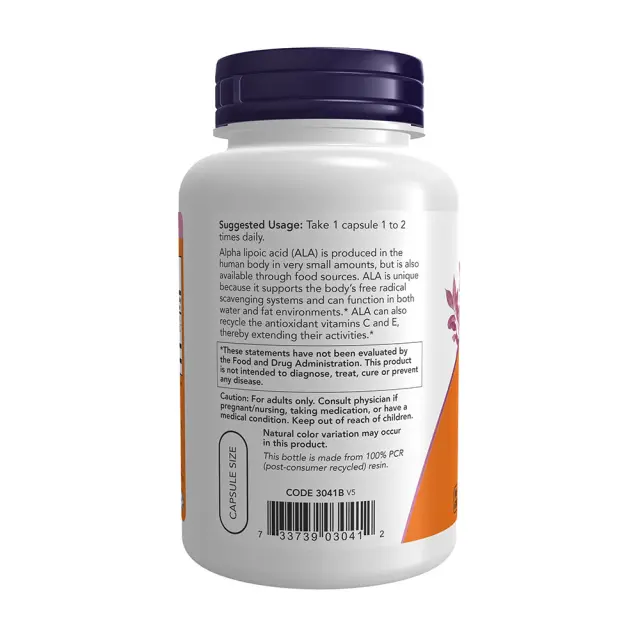 Now Foods Alpha Lipoic Acid 100 mg 120 Veg Capsules 3