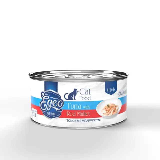 Egeo Υγρή Τροφή Adult Grain Free Γάτας Τόνος Με Μπαρμπούνι Σε Ζελέ 85gr Μονόχρωμο