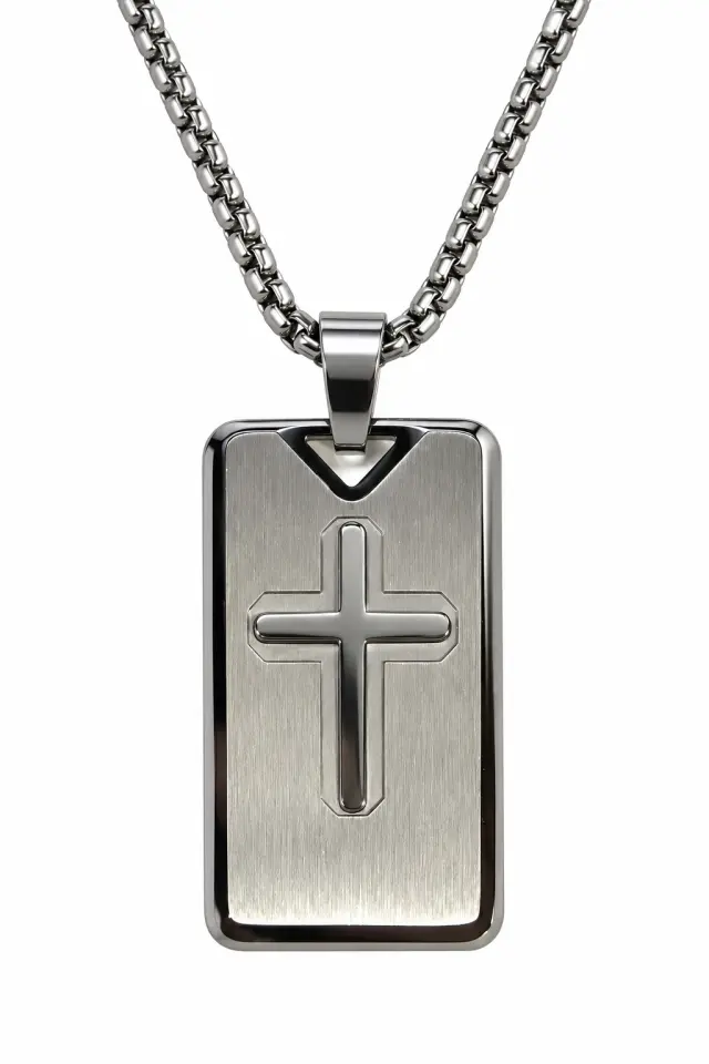 Ghetto Silver Cross Pendant Necklace with 50cm Thin Chain