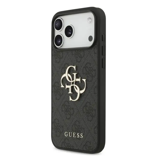 Guess PU 4G Metal Logo Strap Case for iPhone 17 Pro Max Black 2