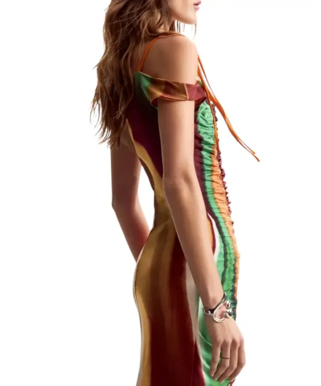 Desigual - Γυναικείο Φόρεμα Midi Paint Lacroix 26SWVK17-1001 Ριγέ 3