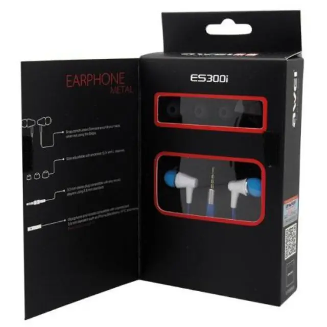 Hands Free Stereo Awei ES300i με Πλακέ Καλώδιο & Ακουστικά Μπλε N20781
