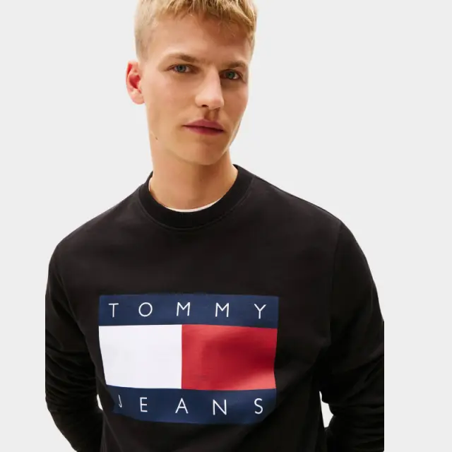 Tommy Hilfiger - Ανδρικό Φούτερ Big Flag Regular Fit DM0DM22643-BDS Μαύρο - 2XL 2