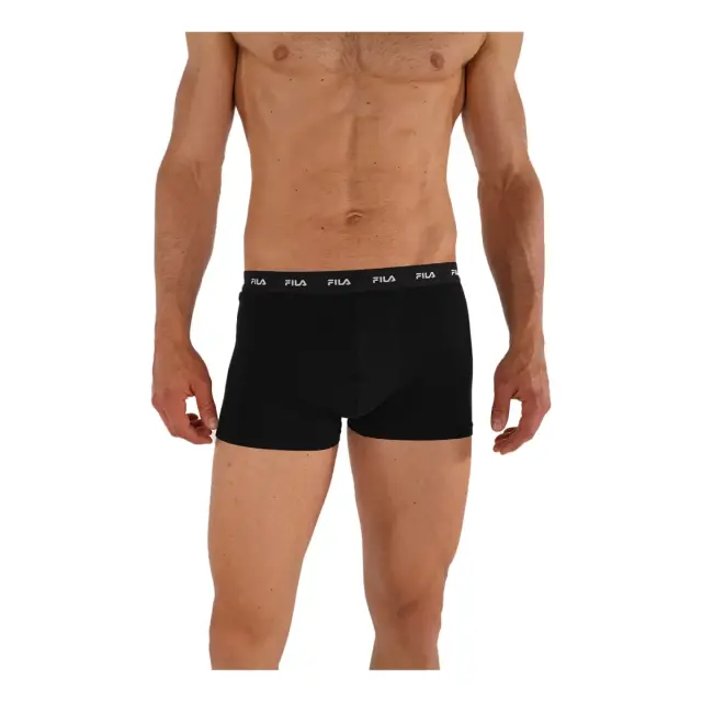 FILA Ανδρικό Boxer Elastic Band - Διπλό Πακέτο, Χρώμα Μαύρο-Γκρι 2