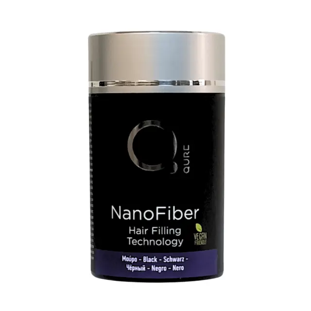 NanoFiber Black Hair Filling Technology 25g by Qure - Νανοΐνες πύκνωσης μαλλιών σε μαύρο χρώμα