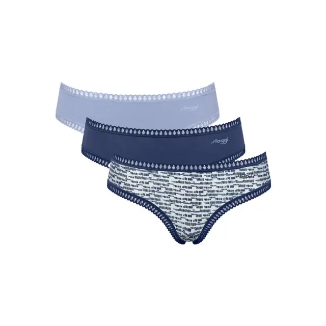 Sloggi Γυναικείο Slip GO Crush Hipster - Τριπλό Πακέτο, Χρώμα Πολύχρωμο-Μπλε-Γαλάζιο
