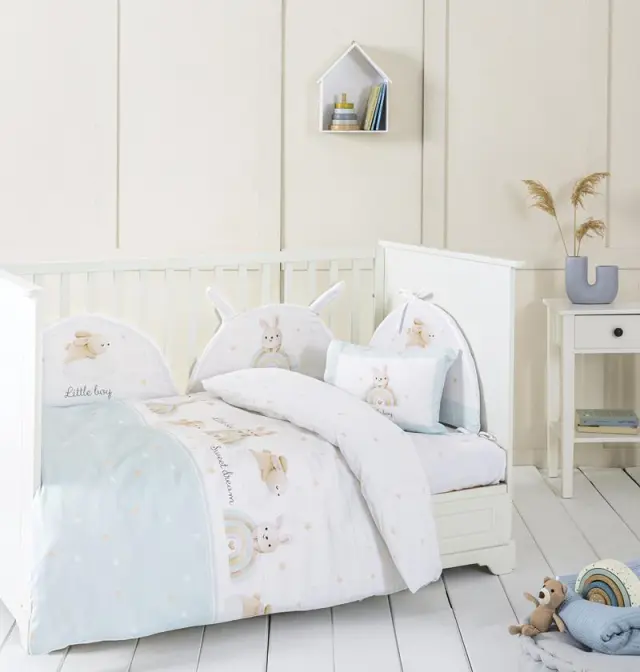 Πάντα Κούνιας 40x200 Nima Petit Bebe White-Ciel 100% βαμβακερό 2