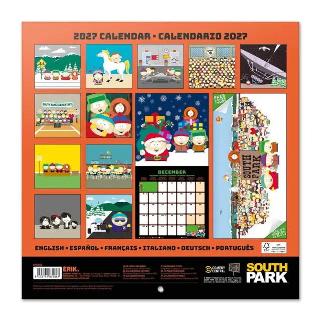 HMEΡΟΛΟΓΙΟ ΤΟΙΧΟΥ SOUTH PARK 2027 30X30 CALENDAR CP270339 2