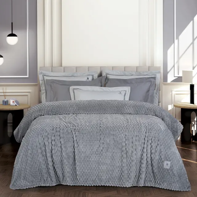 Κουβέρτα 220X240 Υπέρδιπλη 320gsm Essential Greenwich Polo Club 3476 Grey 100% Πολυέστερ