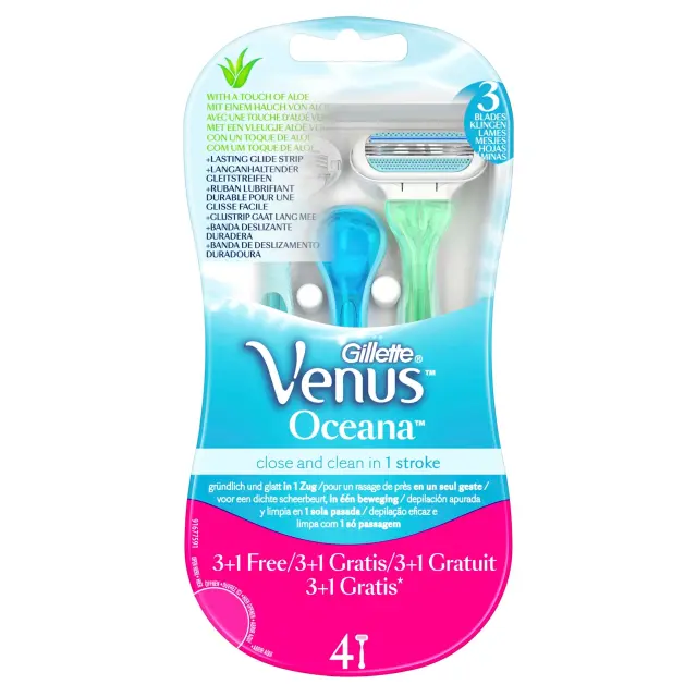 Gillette Woman Ξυραφάκι Venus Oceana Blister 3 Τεμαχίων + 1 Tεμάχιο Δώρο