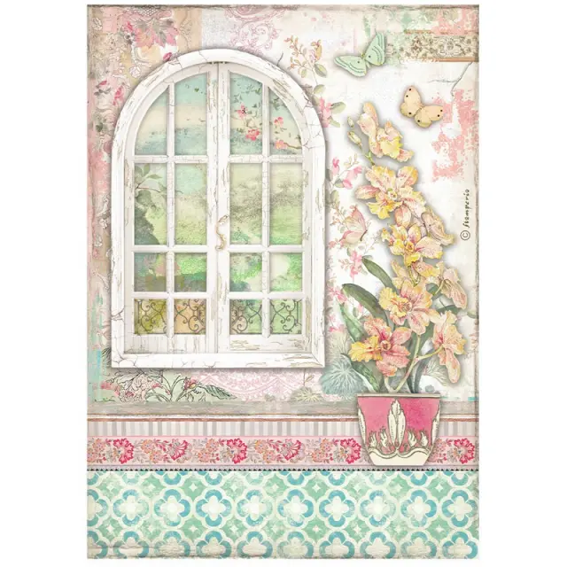 Ριζόχαρτο ντεκουπάζ Stamperia 21x29cm A4, Orchids and Cats, Window