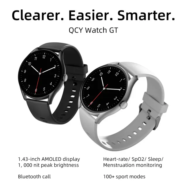 QCY Watch GT S8 Black - 1,43" AMOLED touch, 466x466 60Hz Always On Call BT Smart Watch IPX8 14day 3