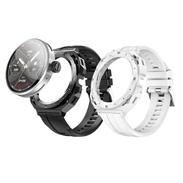 Smartwatch Hoco Y14 IP67 IPS Οθόνη 1.32" 200mAh V5.0 με Δυνατότητα Κλήσεων και 2 Λουράκια Μαύρο/Άσπρο Aloha Tropic