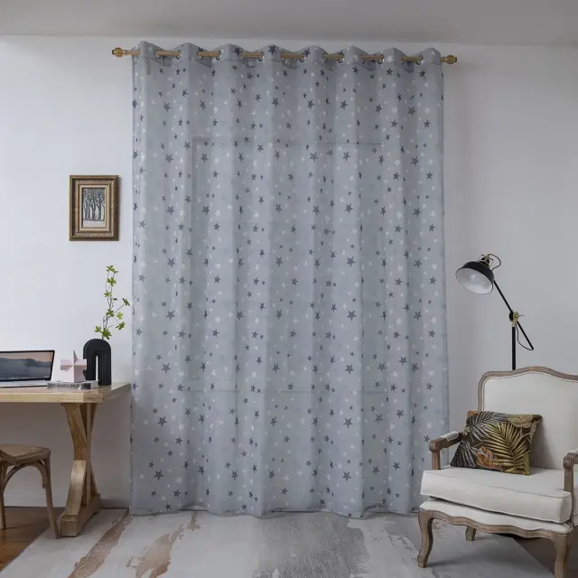 Κουρτίνα Με 16 Κρίκους 280x280 Γάζα Beauty Home 6121 Σιέλ 100% Πολυέστερ