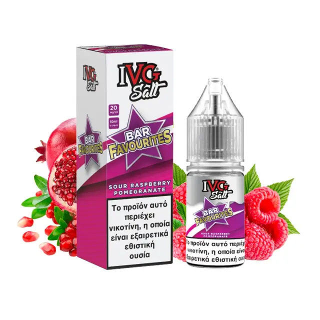 Sour Raspberry Pomegranate Bar Favourites 10ml Nic Salt 20mg - IVG