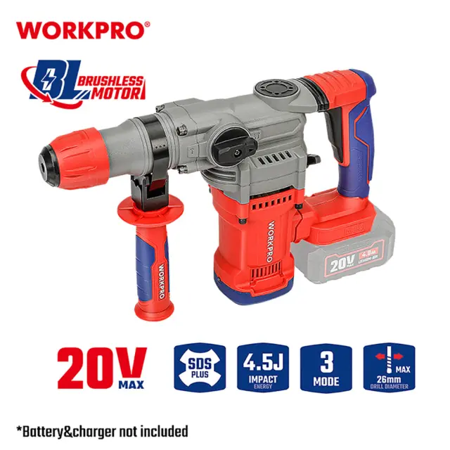 WORKPRO ΕΠΑΝΑΦΟΡΤΙΖΟΜΕΝΟ ΣΚΑΠΤΙΚΟ ΠΕΡΙΣΤΡΟΦΙΚΟ ΠΙΣΤΟΛΕΤΟ SDS PLUS 20V-Li BL SOLO** WP390306 (PROFI)