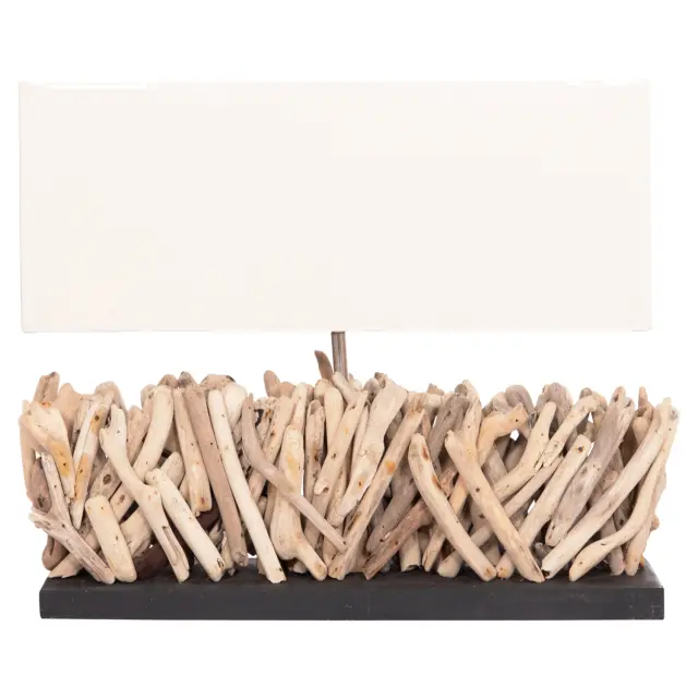 Επιτραπέζιο ορθογώνιο φωτιστικό Twiggy Driftwood & λευκό καπέλο 56x16.5x43 εκ. 3