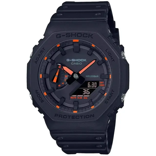 Ανδρικό Ρολόι Casio G-SHOCK 11-GA-2100-1A4ER Μαύρο με Πορτοκαλί Λεπτομέρειες