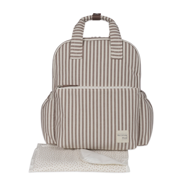 Walking Mum: Τσάντα Αλλαξιέρα Backpack Praline Strips Moka