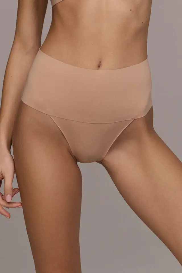 Aruelle Ivy Ψηλόμεσο String Σλιπ Διαμόρφωσης Χωρίς Ραφές Μπεζ