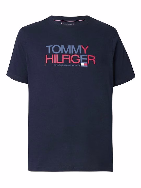 T-Shirt Μπλε Με Λογότυπο Και Γραφικό Σχέδιο Tommy Hilfiger Μπλε Σκούρο