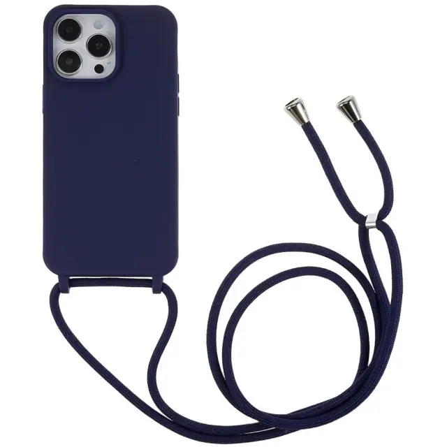 Θήκη Σιλικόνης για iPhone 14 pro με Κορδόνι για το Λαιμό - Dark Blue OEM