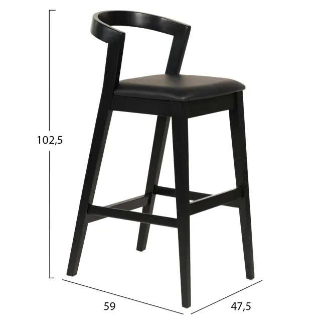ΣΚΑΜΠΟ ΜΠΑΡ FB99952.02 RUBBERWOOD & PU-ΜΑΥΡΟ 47,5x59x102,5Υεκ. 2