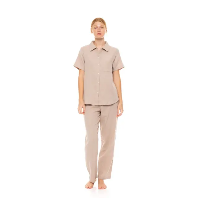 Πυτζάμα Κουμπωτή Με Μακρύ Παντελόνι S1530 Summer Nights Skin Pink Label