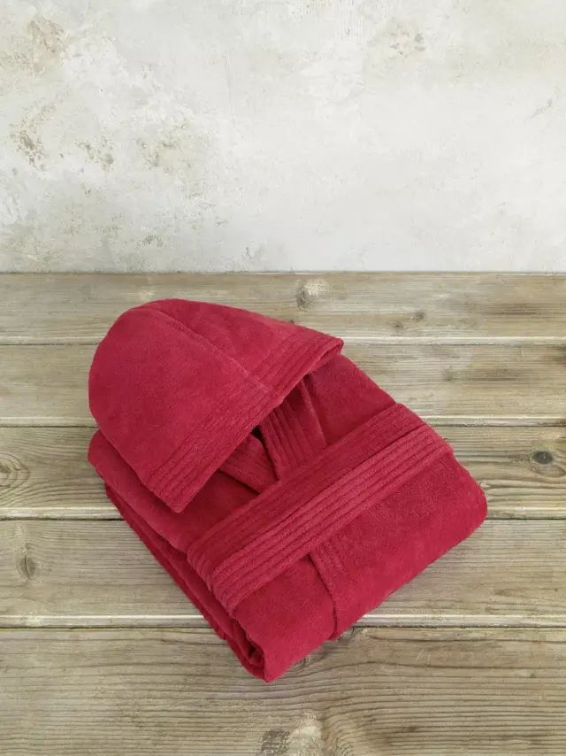 Μπουρνούζι με κουκούλα Zen - Happy Red Κόκκινο Large