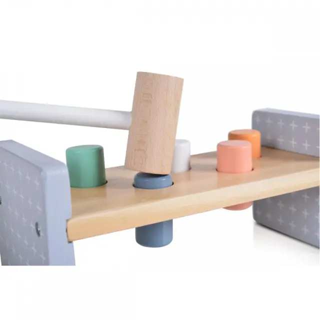 Moni Toys Ξύλινο Εκπαιδευτικό Παιχνίδι με Κυλίνδρους και Σφυρί 18+ Μηνών 2