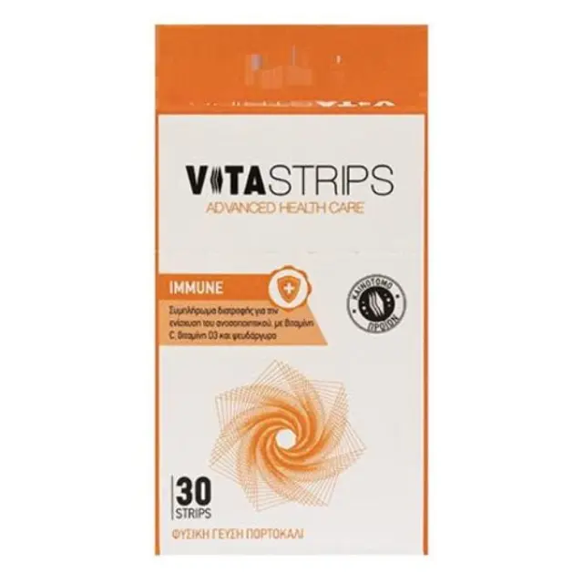 Vitastrips Immune Συμπλήρωμα Διατροφής για το Ανοσοποιητικό με Φυσική Γεύση Πορτοκάλι 30 τμχ