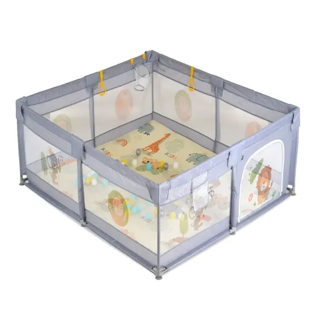 Moni GameZone Πάρκο Μωρού 150x200cm με Χαλάκι XPE και 60 Μπαλάκια Grey
