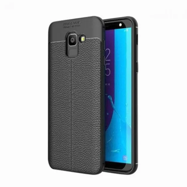 Κάλυμμα Πλάτης Brushed Leather like για Samsung J6 2018 OEM- Black