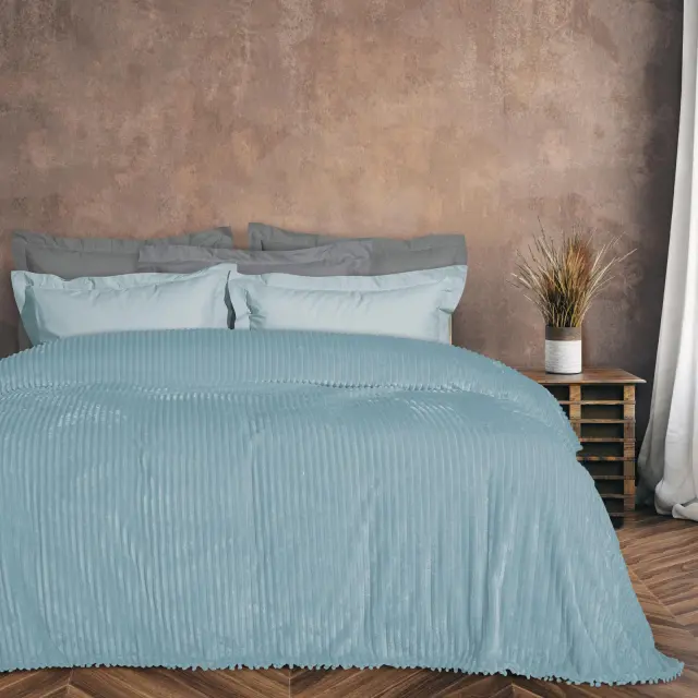 Κουβέρτα 220x240 Υπέρδιπλη Fleece 330gsm Das Home 1355 Γαλάζιο 100% Πολυέστερ