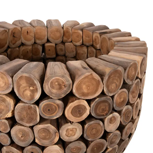 ΤΡΑΠΕΖΙ BAR ΣΤΡΟΓΓΥΛΟ FB99806 KOMMATIA ΞΥΛΟΥ TEAK Φ120x104Υ εκ. 3