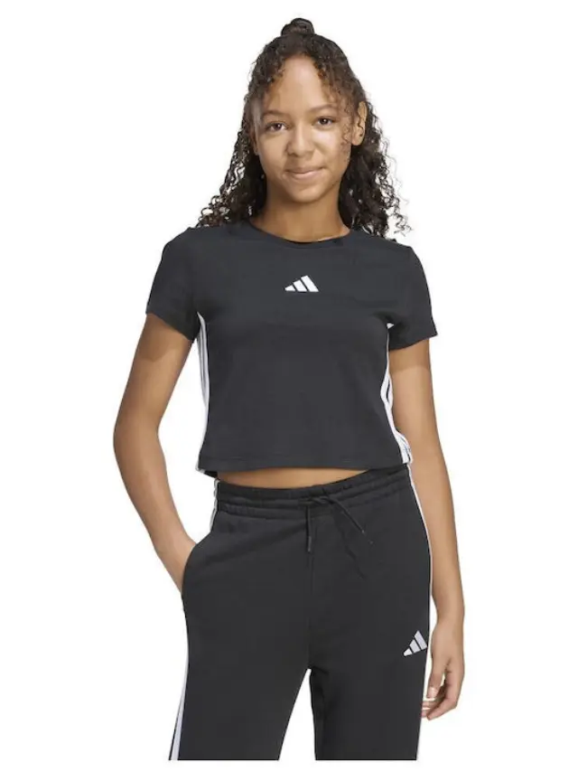 Adidas Crop κοντομάνικη μπλούζα Essentials 3-Stripes Single Jersey Tee JZ1211 - 14-15 χρονών 3