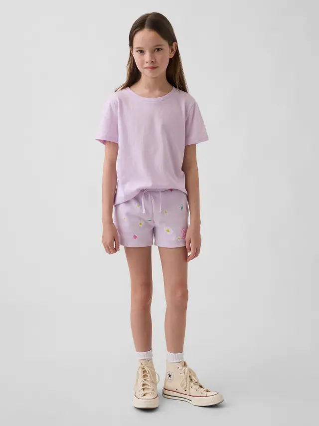 Παιδικό Gap Logo French Terry Pull-On Σορτς PURPLE FLORAL