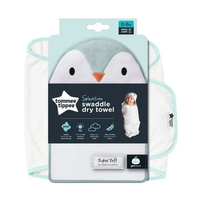 Tommee Tippee Splashtime Πετσέτα Φασκιώματος (0-6 μηνών) - Percy the Penguin