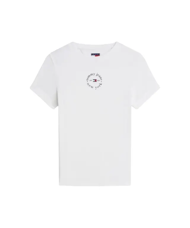 Tommy Hilfiger - Γυναικείο T-shirt Slim Essential Logo Rib DW0DW22807-YBL Λευκό - L