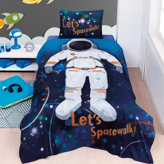 Σετ Πάπλωμα 160x240 Μονό Beauty Home Spacewalk 6227 Μπλε 100% βαμβακερό