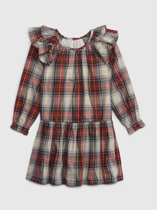 Κόκκινο Νηπιακό Ruffle Καρό Φόρεμα RED TARTAN PLAID