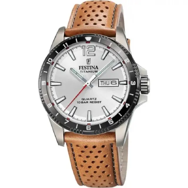 Festina, Men's Silver Titanium, Leather Watch Bracelet F20699/1