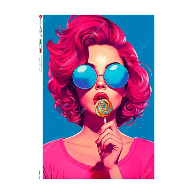 Ριζόχαρτο για Decoupage PaperD, Κορίτσι με γλειφιτζούρι, 30x40cm