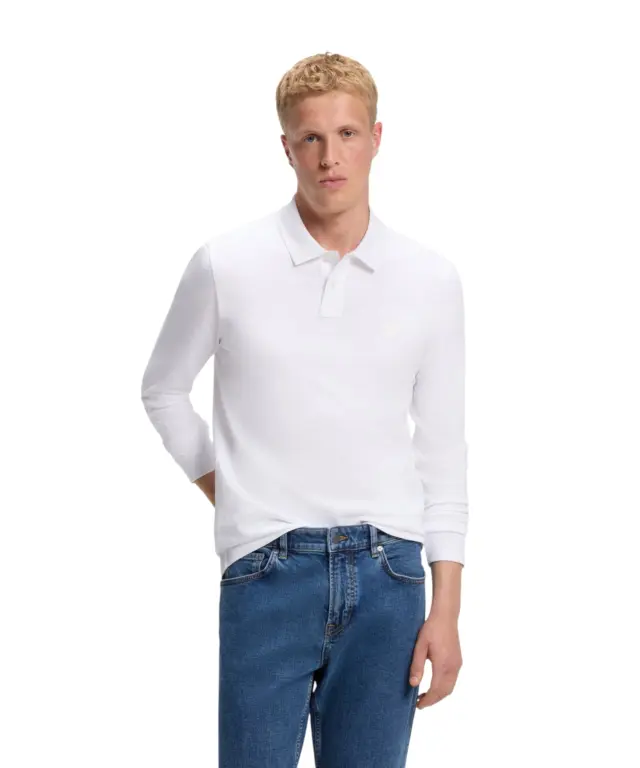 Hugo Boss - Ανδρικό Μακρυμάνικο Μπλουζάκι Polo 50507704-100 Λευκό