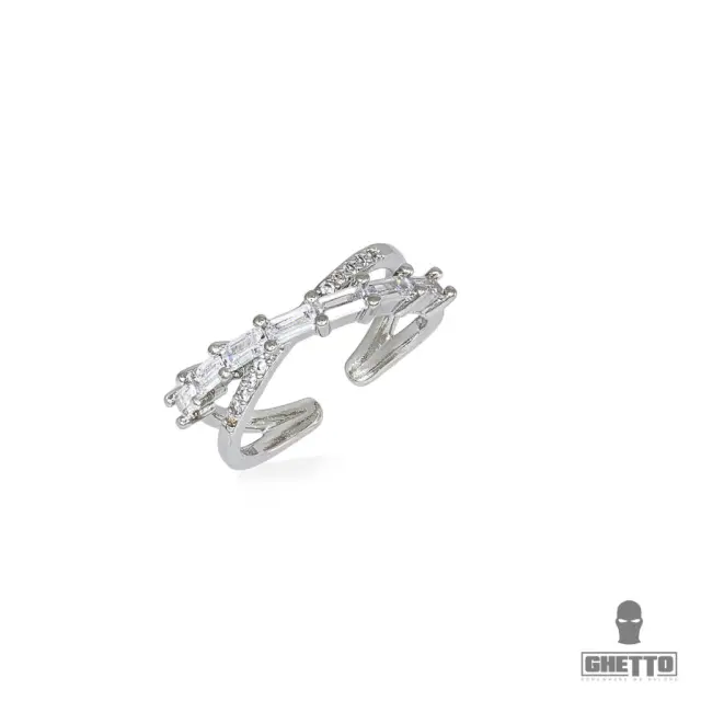 Ghetto Open Cross Adjustable Ring Silver
