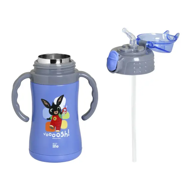 Ecolife Παιδικό Μπουκάλι Θερμός με Καλαμάκι / Kids Thermos Bottle 300ml: BING (2 χρώματα) - Μπλε 3