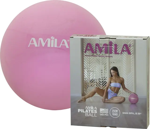 Amila μπαλα Pilates 25cm , ροζ χρώμα , σε κουτί 2