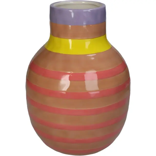 Βάζο Με Ρίγες Ροζ Δολομίτης 17.5x17.5x24.5cm