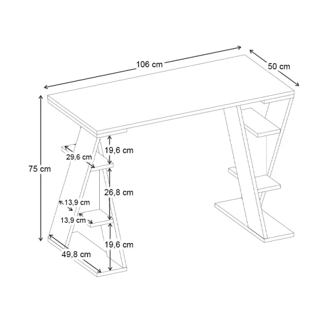 Γραφείο εργασίας Papillon Megapap χρώμα ash green - λευκό 106x50x75εκ 3